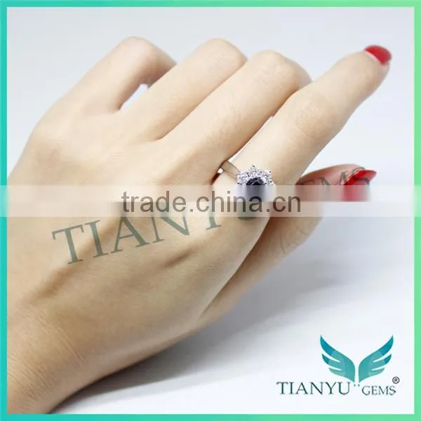 Fashion Styles 925 Sterling Silver Blue Round Cut Corundum Moissanite Diamond Ring Wedding Rings photo-4