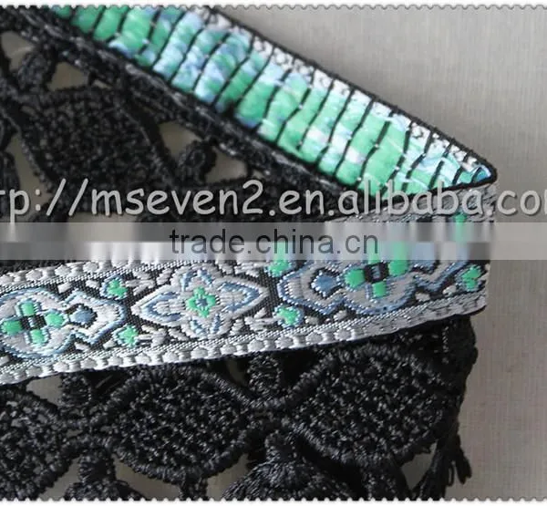 Wholesale 5.7cm Scalloped Shaped Fringe Trimming, Black Tassel Fringe, High-grade Jacquard Ribbon photo-6