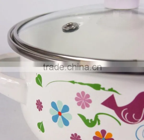 Set Of 2Pcs Birds Design Mini Enamel Cookware Set With Decoration photo-5
