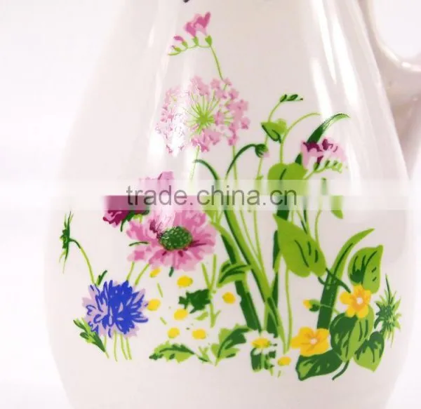 Set Of 2 Kitchen Flower Ceramic Vinegar Oil Pot Jar Container photo-5