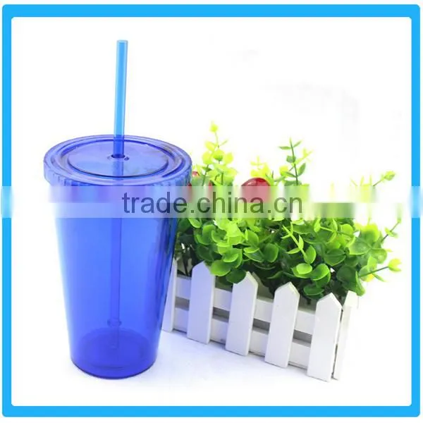 Wholesale Plastic Colorful Double Wall Straw Mug photo-3