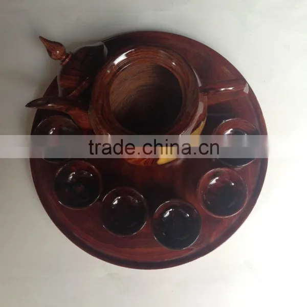 Wooden Tea Set Made in Vietnam, High Quality Tea Cup, Tea Pot and Service Plate photo-4