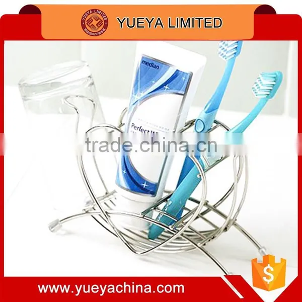 Lovers Desk Heart Shaped Pink Metal Toothpaste Toothbrush Holder Rack photo-2