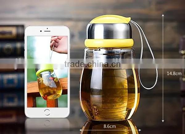 Glass Cute Water Bottle With Tea photo-4