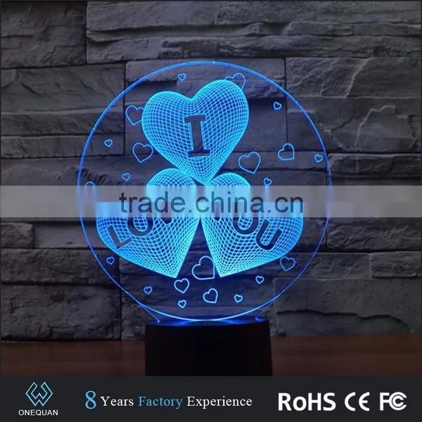 2017 Gadget Valentines Romantic Gift Illusion Desk Lamp 3d Led Lighting photo-2