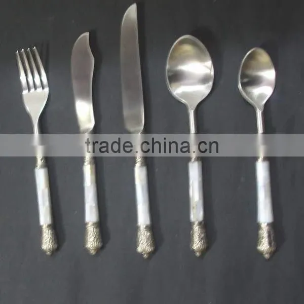 5 Pcs Brass Shell Decoration Cutlery Set, Novelty Cutlery Set, Elegant Cutlery Set, Fancy Cutlery Set, Catering Supplies photo-2