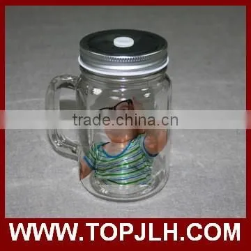 China Professional Logo Printed Sublimation Glass Cup Mason Jars photo-2