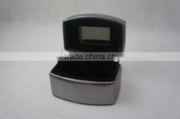Black Leather Jewelry Box Travel Case And Mirror photo-2