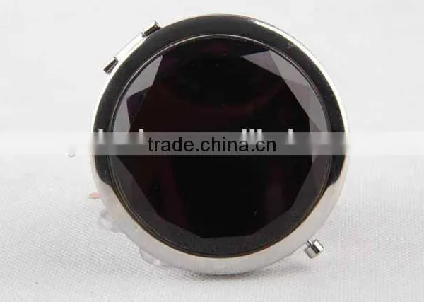 Flip Type Metal Gemstone Shaped Round Mirror With Snap Hook/mirror photo-4