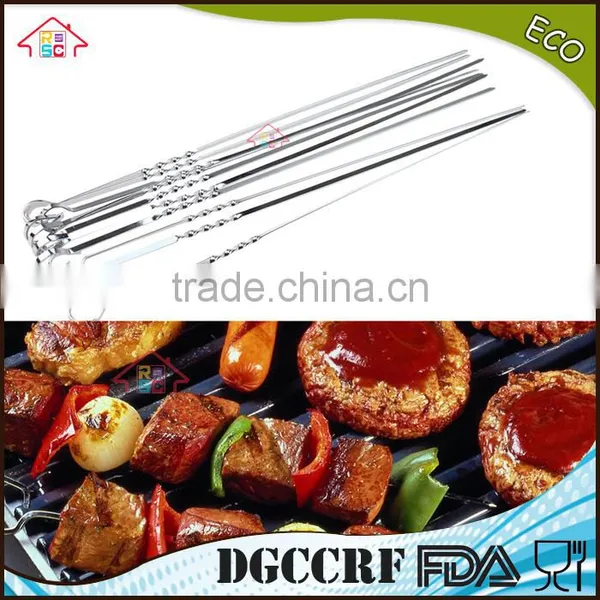 NBRSC Set of 10 Stainless Steel BBQ Barbecue Skewers Needle Utensil Fork Kebab Kabob Stick photo-2