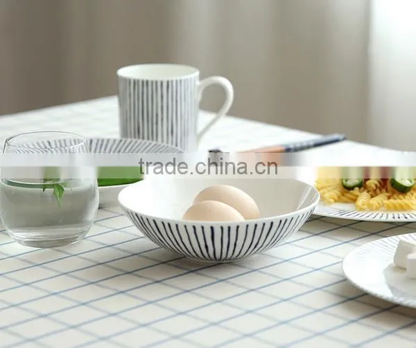 Japanese Style Stripe Decal 5pcs Ceramic Bonechina Dinnerware photo-4