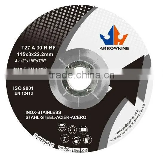 4-1/2" 115x3x22.2mm Grinding Wheel for Metal: Steel and Stainless Steel