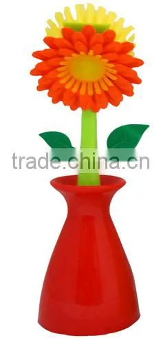 2016 New Plastic Flower Kitchen Dish and Pan Brush photo-2
