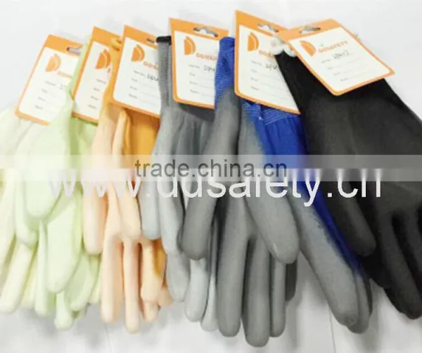 DDsafety Hot Sale PU Working Gloves White Nylon Working Gloves With White PU Safety Glove Working Gloves photo-3