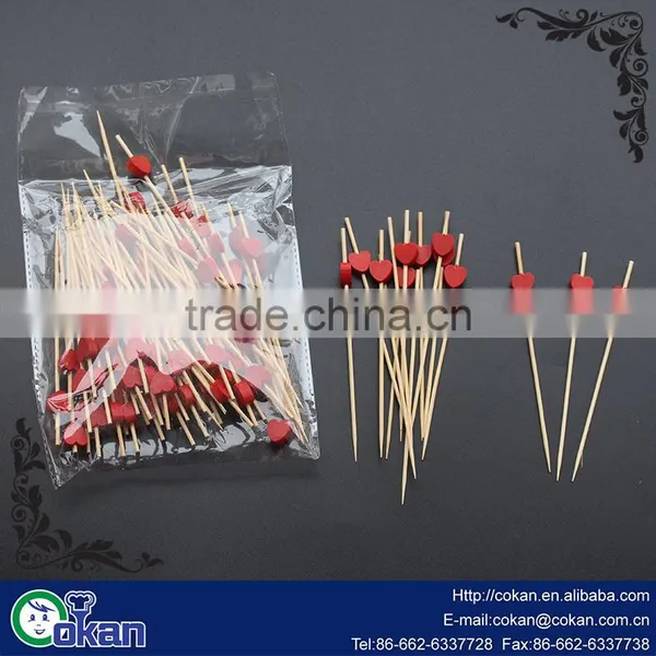 CK-KT709 Colorful New Style Heart Disposable Wooden Fruit Forks/ Bamboo Fruit Fork for Party or Wedding photo-2