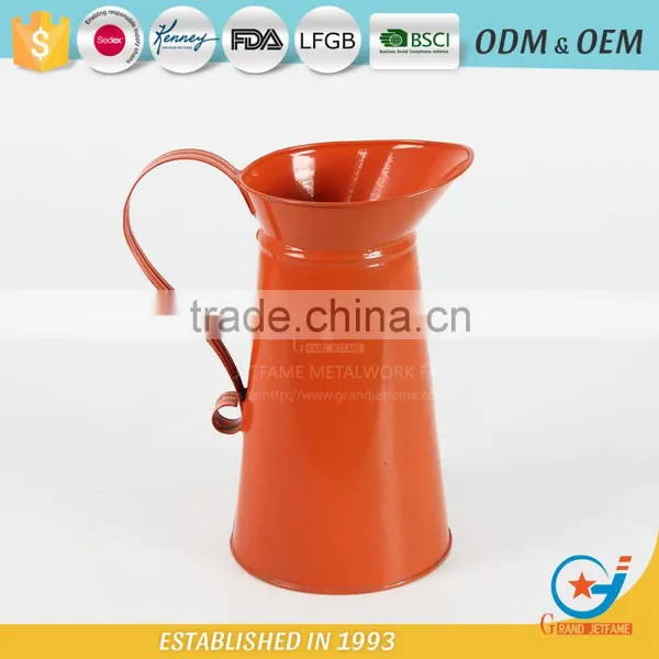 Homeware Galvanized Powder Coating Orange Water Metal Jugs With Handles Jug for Flower photo-3