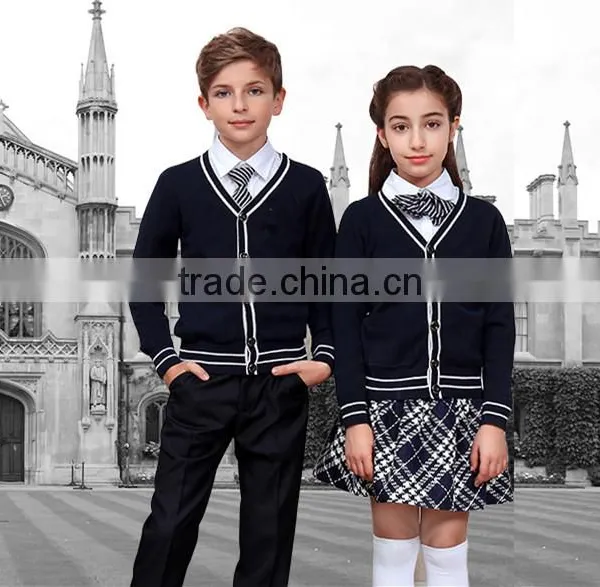 Blank Plain Color Knitting Cardigan School-uniform Sample photo-3