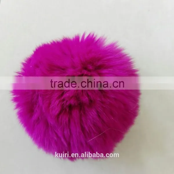 KR 100% Real Rex Rabbit Fur Pom Pom/Colorful Rabbit Fur Ball Keychain 6-10cm Bag Pendant photo-3