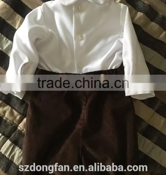 Baby Boys Posh Clothing Children White Chevron Shirts And Pants Outfit Baptism Sets photo-4