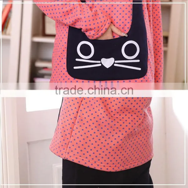 Wholesale Thick Maternity Hungry Cat Whole Black Dots Priented Nightly AK092 OEM Accepred photo-2