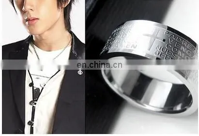 New Arrival Couple Cross Ring Bible Text Titanium Steel Jewelry Rings Women Mens photo-2