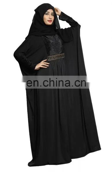 2017 Velvet Lycra (Stretchable) Dubai Style Free Size Abaya (Islamic Wear Abhaya Burkha) photo-4