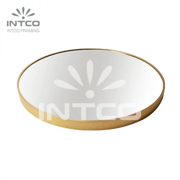 Aluminum Framed Round Mirror, Gold Round Wall Mirrors, Bathroom Mirror Metal Frame photo-2