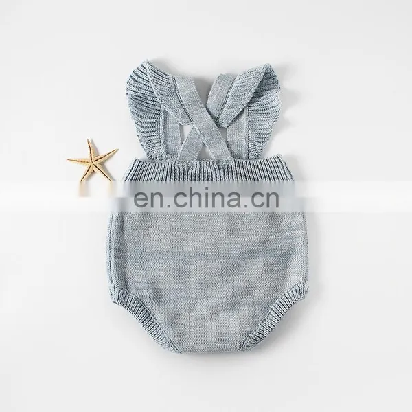 Infants & Toddler Fashion Clothes Cotton Princess Baby Girls Ruffle Knit Romper photo-3