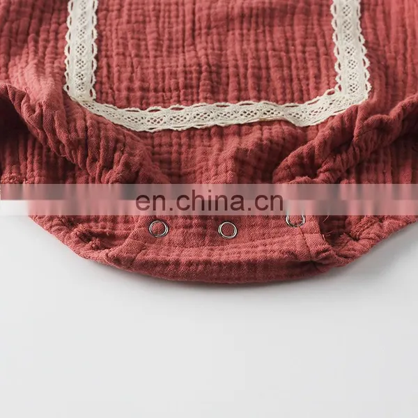 Stylish Newborn Baby Rompers Blank Linen Cotton Infant Bodysuit photo-5