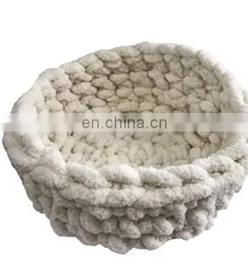 Handmade Chenille Cat Cave,Chunky Hand Knit Pet Bed,Cozy Kitten Cave photo-2