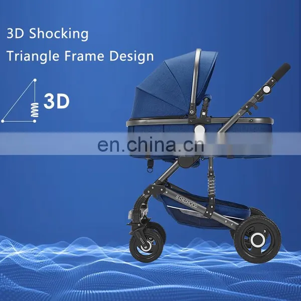 Wholesale Cheap Travel System Luxury Baby Stroller 3 in 1 With Carrycot and Carseat photo-5