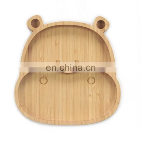 Wholesale Natural Wooden Lion Shape Reusable Bamboo Kids Plate photo-3