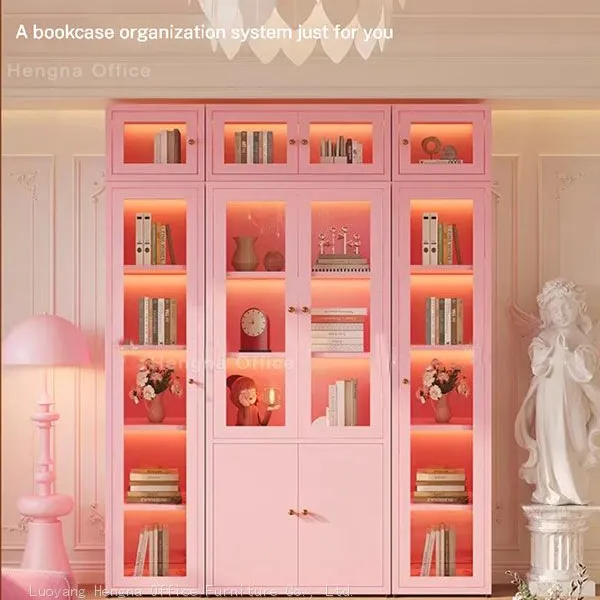 Vibrant Colorful Arched Metal Cabinet, Designer Choice Fluted Glass Accent Storage for Kindergarten & Creative Studio Decor-France Style photo-3