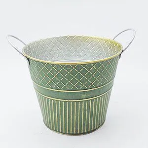 Vintage Distressed Green Galvanized Metal Planter Pots Set, Assorted Garden Metal Buckets & Pitcher for Home Decor photo-3
