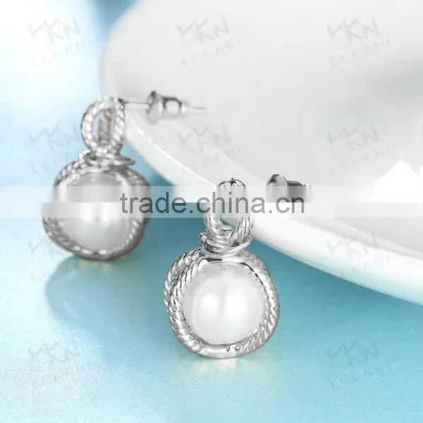 Hot Selling New Design Pave Setting 18K Gold Plated Fashion Drop Pearl Earring photo-6