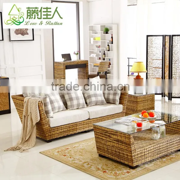 Vintage Leisure Style Real Rattan Wicker Living Room Sofa Furniture Set photo-2