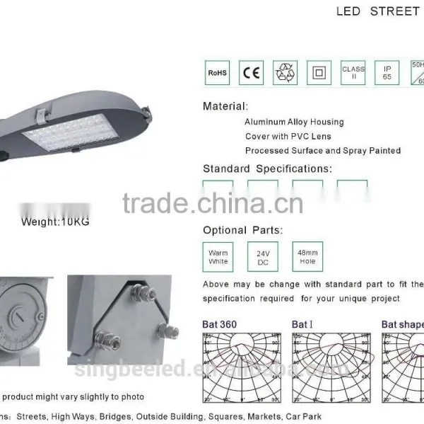 New Style, MW Driver and Bridgelux Chip, LED Street Light SP-1009, 50w/80w photo-5