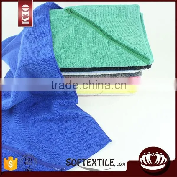 Wholesale 100% Cotton Plain Soft Zip Pocket Custom Embroidery Logo Promotional Sport Towel Quality Choice photo-3