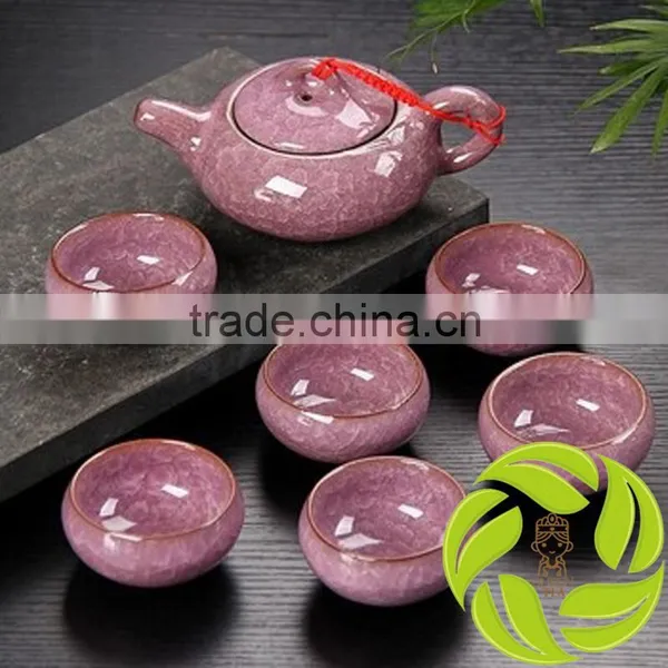 Chinese Pottery Teaset Porcelain Teaset 7pcs Gongfu Teapot With Gift Package Ice Cracked Teaware