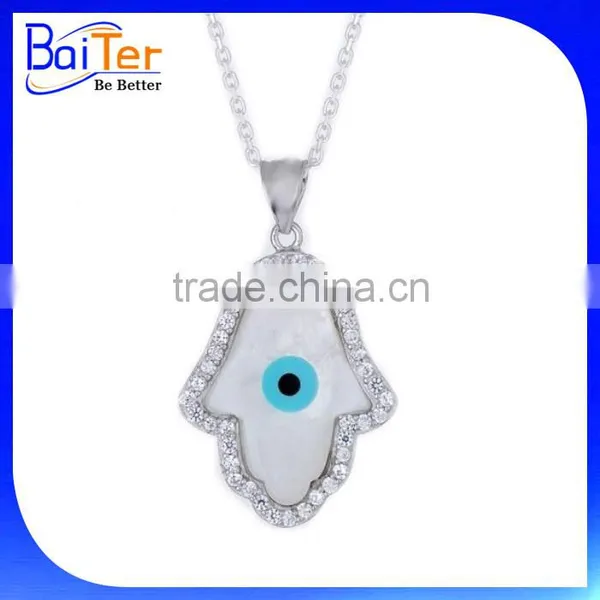 Fashion Micro Pave Setting AAA Necklace Authentic 925 Sterling Silver CZ Disc Round Large Evil Eye Necklace photo-2