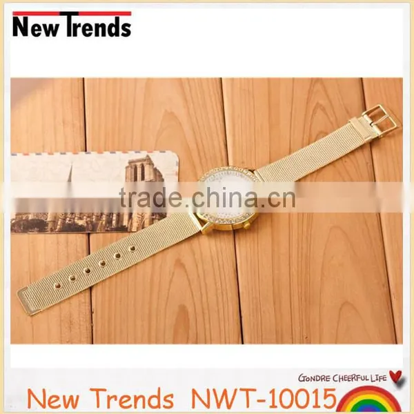 2016 Fashion Gold Mesh Band Rhinestone Tower Watch for Women photo-5