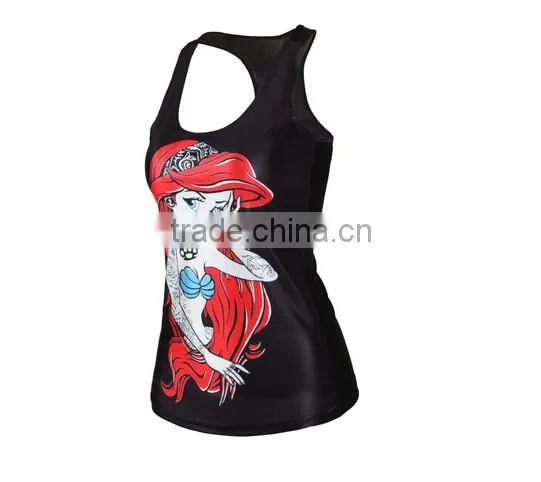 Red Hair Girl 3D Graphic Printed Women Casual Vest Camisole Top photo-3