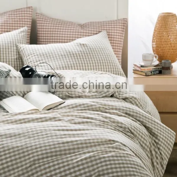 Europe Hot Sell 100% Cotton Washed Yarn Dyed Bedding Set/ Fitted Sheet Set