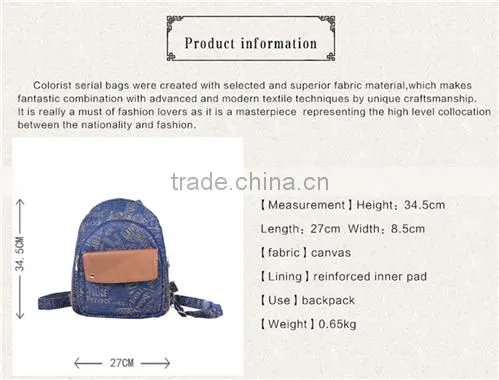 2016 New Arrival Wholesale Teenage Girls Canvas Backpack photo-5