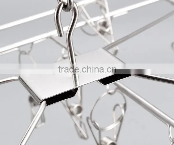 Clips Durable Fold Hanging Laundry Stainless Steel Clothes Drying Rack Hanger photo-4