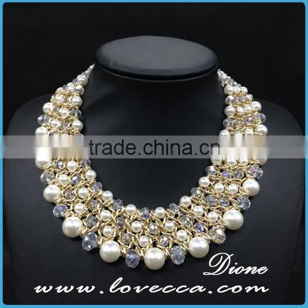 Hot Gift! Fashion Exaggerate Alloy Pearl Weave Braided Statement Women Bib Collar Charms photo-2