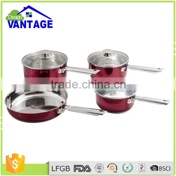 Hot Item Red Color 7pcs Cookware Set Stainless Steel Cookware Kitchen Ware Set