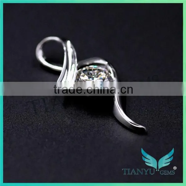 14K Gold 1 Carat White Round Billiant Cut Moissanite Diamond Pendants Charms for Necklaces Jewellery photo-3