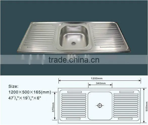 Stainless Steel Kitchen Sink JZ-327 120X50X16CM Sink Hot Sinks photo-2