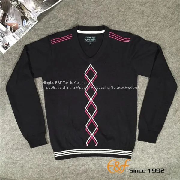 Cotton Intarsia Computer Knit Men Sweater photo-2